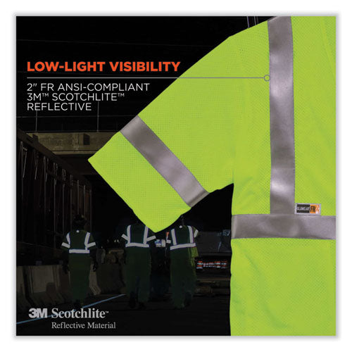 Ergodyne Glowear 8356frhl Class 3 Fr Hook And Loop Safety Vest With Sleeves Modacrylic Large/xl Lime