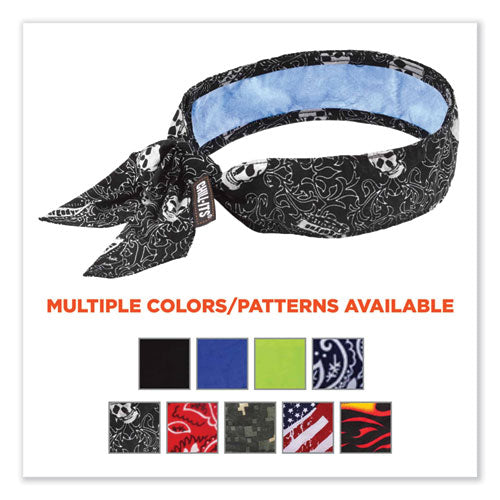 Ergodyne Chill-its 6700ct Cooling Bandana Pva Tie Headband One Size Fits Most Skulls