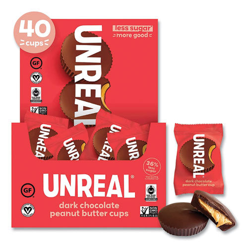 UNREAL Dark Chocolate Peanut Butter Cups 0.53 Oz Individually Wrapped 40/pack