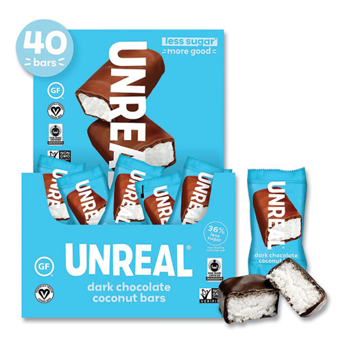UNREAL Dark Chocolate Coconut Bars 0.53 Oz Individually Wrapped 40/pack