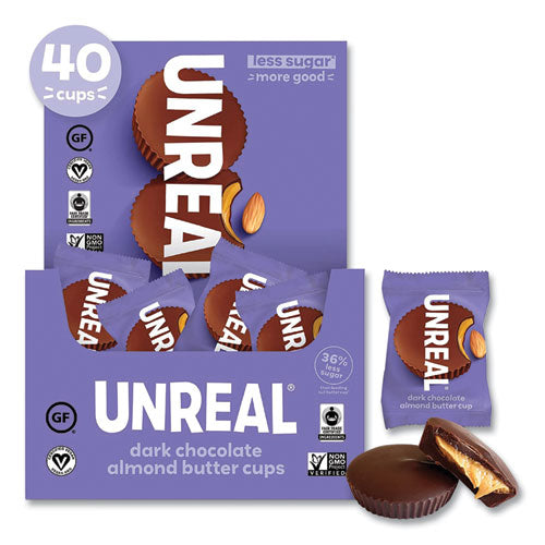 UNREAL Dark Chocolate Almond Butter Cups 0.53 Oz Individually Wrapped 40/pack