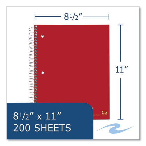 Roaring Spring Wirebound Notebook W/tabs 5-subject College Rule Randomly Asst Covers (200) 11x8.5 Sheets 12/ct Ships In 4-6 Bus Days