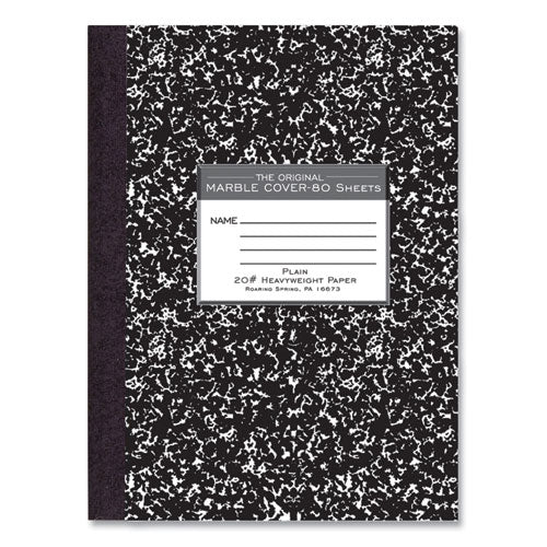Roaring Spring Hardcover Marble Composition Book Unruled Black Marble Cover (80) 10.25x7.88 Sheets 24/ct