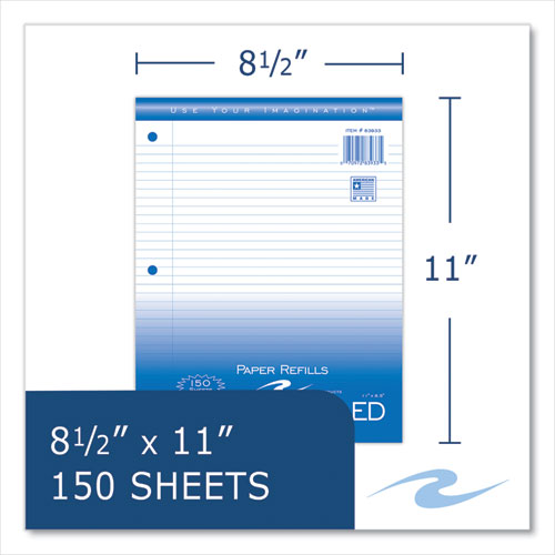 Roaring Spring Loose Leaf Paper 8.5x11 3-hole Punched College Rule White 150 Sheets/pack 24 Packs/Case