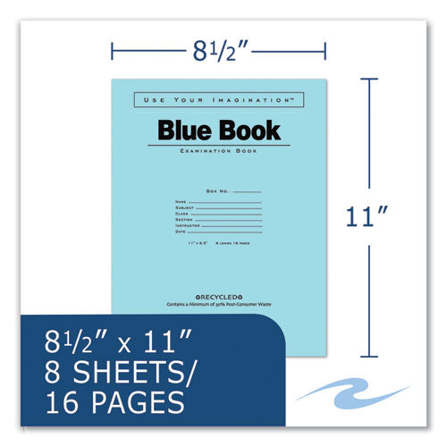 Roaring Spring Recycled Exam Book Wide/legal Rule Blue Cover (8) 11x8.5 Sheets 500/Case