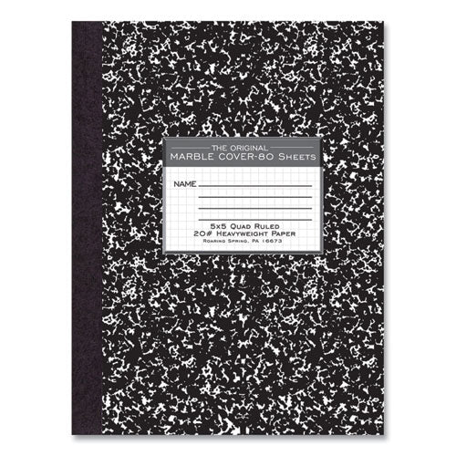 Roaring Spring Hardcover Composition Book Quadrille 5 Sq/in Rule Black Marble Cover (80) 10.25x7.88 Sheet 24/ct Ships In 4-6 Bus Days
