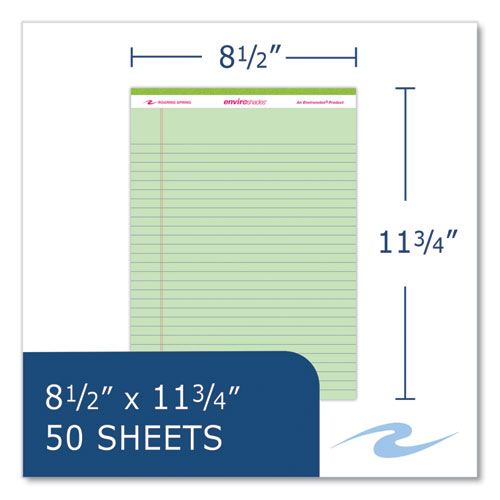 Roaring Spring Enviroshades Legal Notepads 50 Green 8.5x11.75 Sheets 72 Notepads/Case
