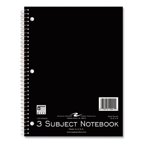 Roaring Spring Subject Wirebound Promo Notebook 3-subject Wide/legal Rule Asst Cover (120) 10.5x8 Sheets 24/ct Ships In 4-6 Bus Days
