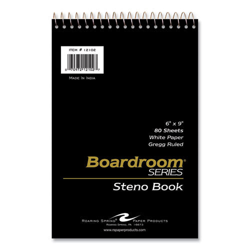 Roaring Spring Boardroom Series Steno Pad Gregg Rule Brown Cover 80 White 6x9 Sheets 72 Pads/Case