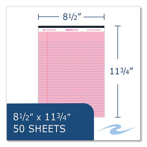 Roaring Spring Enviroshades Legal Notepads 50 Pink 8.5x11.75 Sheets 72 Notepads/Case