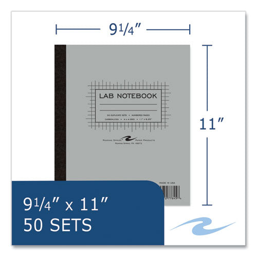 Roaring Spring Lab And Science Carbonless Notebook Quad Rule (4 Sq/in) Gray Cover (100) 11x9.25 Sheets 12/ct
