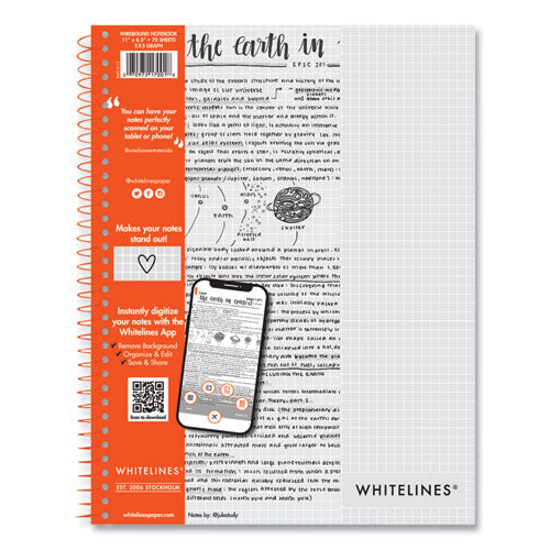 Roaring Spring Whitelines Notebook Quadrille Rule (5 Sq/in) Gray/orange Cover (70) 11x8.5 Sheets 12/ct