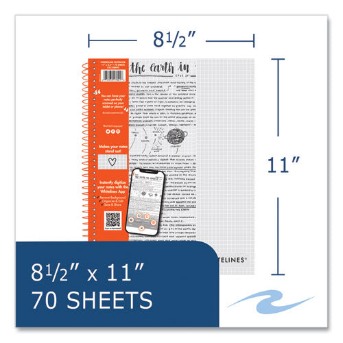 Roaring Spring Whitelines Notebook Quadrille Rule (5 Sq/in) Gray/orange Cover (70) 11x8.5 Sheets 12/ct