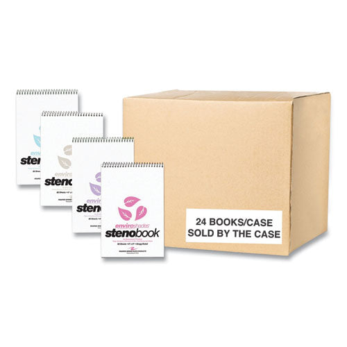 Roaring Spring Enviroshades Steno Pad Gregg Rule White Cover 80 Assorted Color 6x9 Sheets 24 Pads/Case