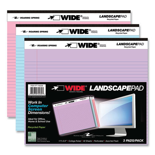 Roaring Spring Wide Landscape Format Writing Pad Medium/college Rule 40 ...