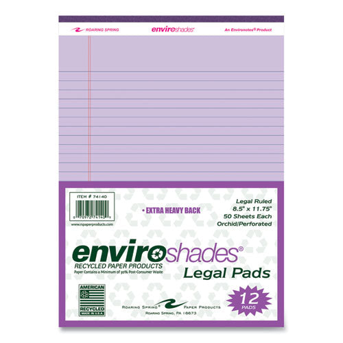 Roaring Spring Enviroshades Legal Notepads 50 Orchid 8.5x11.75 Sheets 72 Notepads/Case