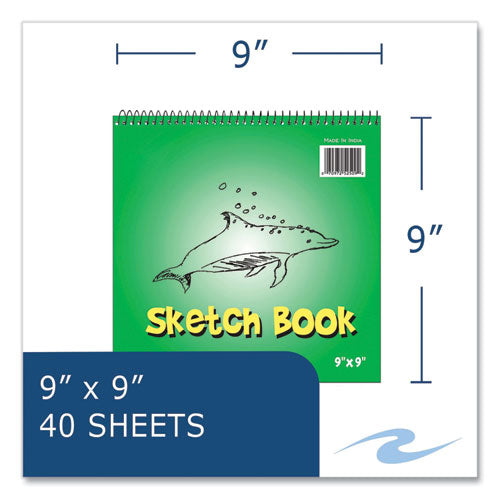 Roaring Spring Kids Sketch Notepad Green Cover 40 White 9x9 Sheets 12/Case