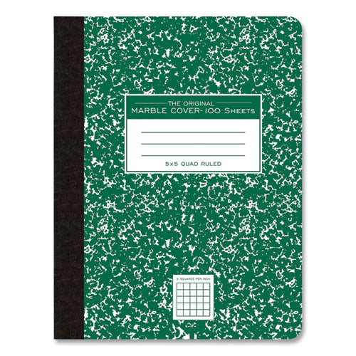 Roaring Spring Hardcover Composition Book Quadrille 5 Sq/in Rule Green Marble Cover (100) 9.75x7.5 Sheet 24/ct Ships In 4-6 Bus Days
