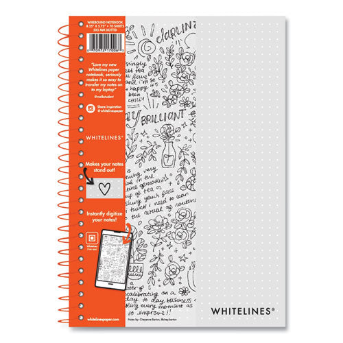 Roaring Spring Whitelines Notebook Dot Rule (5 Mm) Gray/orange Cover (70) 8.25x5.75 Sheets 12/Case