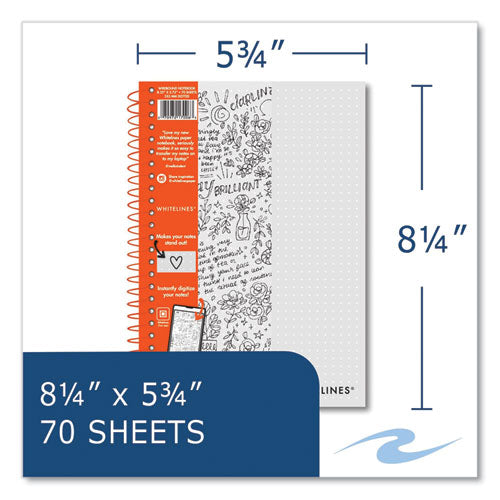 Roaring Spring Whitelines Notebook Dot Rule (5 Mm) Gray/orange Cover (70) 8.25x5.75 Sheets 12/Case