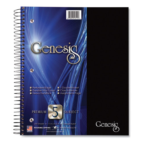 Roaring Spring Genesis Notebook 5-subject Medium/college Rule Randomly Asst Cover Color (200) 11x9 Sheets 12/ct Ships In 4-6 Bus Days
