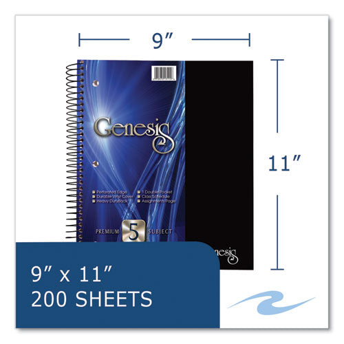 Roaring Spring Genesis Notebook 5-subject Medium/college Rule Randomly Asst Cover Color (200) 11x9 Sheets 12/ct Ships In 4-6 Bus Days