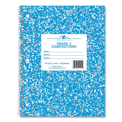 Roaring Spring Wirebound Notebook Grade 2 Manuscript Format Blue Marble Cover (36) 10.5x8 Sheets 48/ct