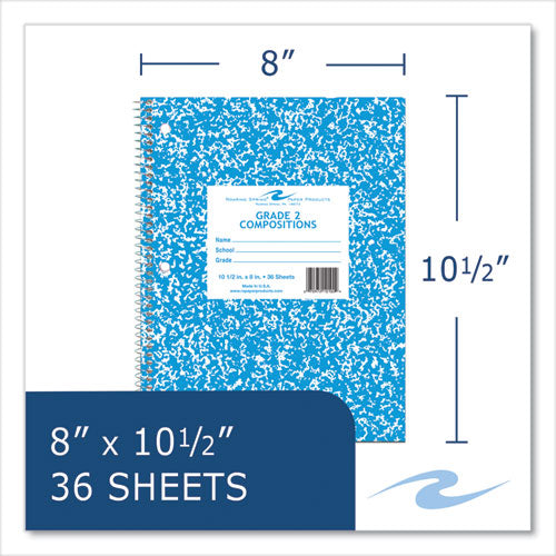 Roaring Spring Wirebound Notebook Grade 2 Manuscript Format Blue Marble Cover (36) 10.5x8 Sheets 48/ct