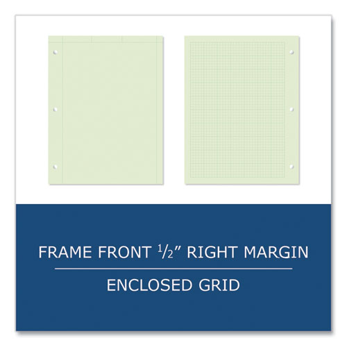 Roaring Spring Engineer Pad (0.5" Margins) Quad Rule (5 Sq/in 1 Sq/in) 100 Lt Green 8.5x11 Sheets/pad 24/ct