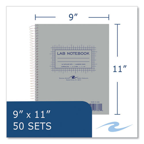 Roaring Spring Lab And Science Carbonless Notebook Quad Rule (4 Sq/in) Gray Cover (100) 11x9 Sheets 12/ct