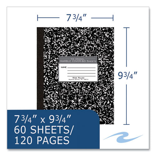 Roaring Spring Flexible Cover Composition Notebook Wide/legal Rule Black Marble Cover (60) 10x8 Sheet 72/ct Ships In 4-6 Bus Days