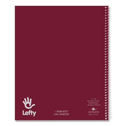Roaring Spring Lefty Notebook 1 Subject College Rule Randomly Asst Cover Color (100) 11x9 Sheets.  24/ct
