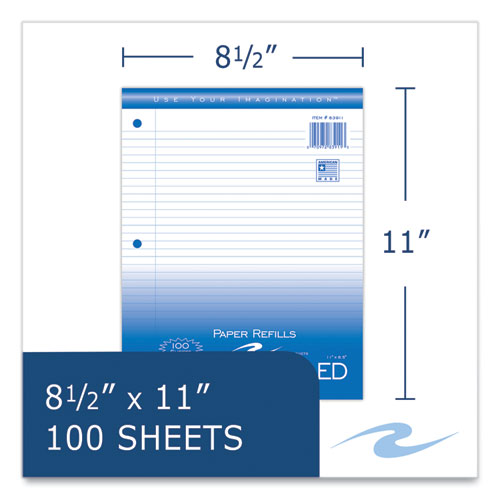 Roaring Spring Loose Leaf Paper 8.5x11 3-hole Punched College Rule White 100 Sheets/pack 48 Packs/Case
