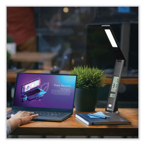 OttLite Wellness Series Rise Led Desk Lamp With Digital Display 12" To 19" High Black