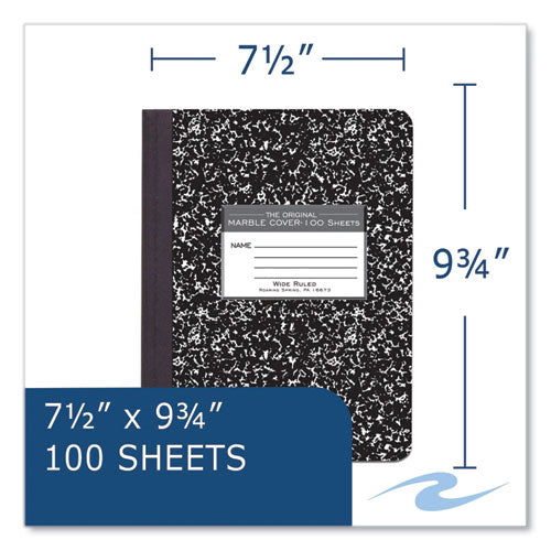 Roaring Spring Hardcover Marble Composition Book Wide/legal Rule Black Marble Cover (100) 9.75x7.5 Sheet 12/ct Ships In 4-6 Bus Days