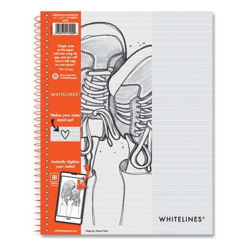 Roaring Spring Whitelines Notebook Medium/college Rule Gray/orange Cover (70) 8.5x11 Sheets 12/Case