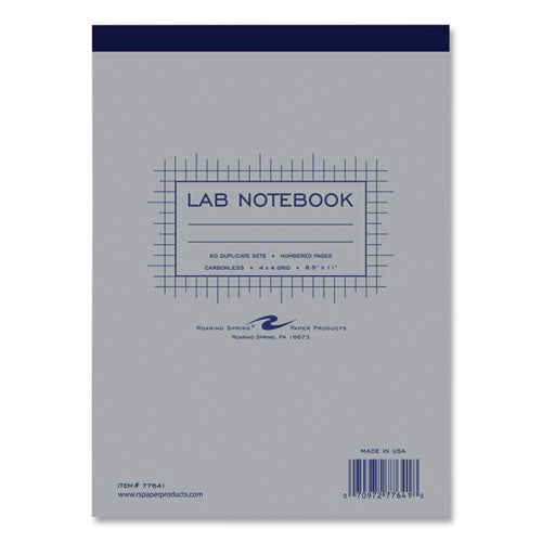 Roaring Spring Lab And Science Carbonless Notebook Quad Rule (4 Sq/in) Gray Cover (100) 8.5x11 Sheets 24/ctships In 4-6 Business Days