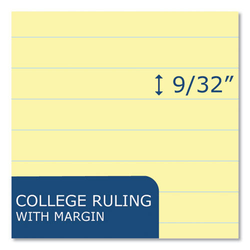 Roaring Spring Stiff-back Pad Medium/college Rule 100 Canary 8.5x11 Sheets 36/Case