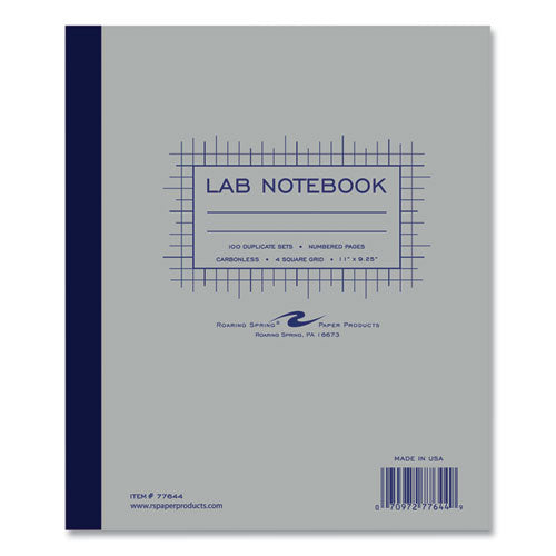 Roaring Spring Lab And Science Carbonless Notebook Quad Rule (4 Sq/in) Gray Cover (200) 11x9.25 Sheets 5/ctships In 4-6 Business Days