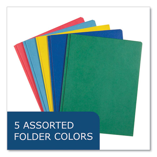 Roaring Spring Pocket Folder With 3 Fasteners 0.5" Capacity 11x8.5 Assorted Colors 100/Case