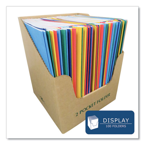 Roaring Spring Pocket Folder With 3 Fasteners 0.5" Capacity 11x8.5 Assorted Colors 100/Case