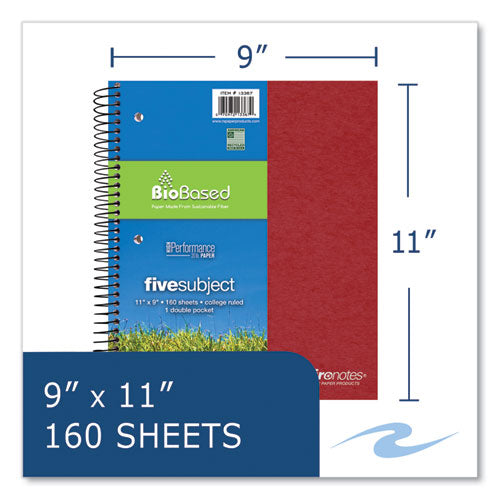 Roaring Spring Earthtones Biobased  5 Subject Notebook Med/college Rule Random Asst Covers (160) 11x9 Sheets 12/ctships In 4-6 Bus Days