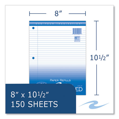 Roaring Spring Loose Leaf Paper 8x10.5 3-hole Punched College Rule White 150 Sheets/pack 24 Packs/Case