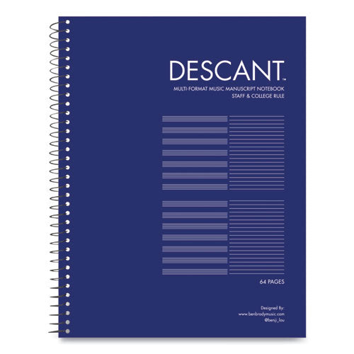 Roaring Spring Music Notebook Medium/college Rule Transcription Format Blue Cover (32) 8.5x11 Sheets 24/ct Ships In 4-6 Bus Days