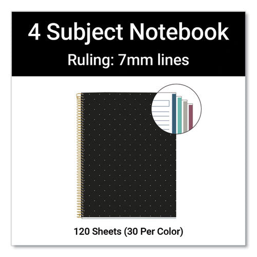 Roaring Spring Mr M Fashion Notebook 4-subject Med/college Rule Black Dots Cover (120) 11x8.5 Sheets 5/ct