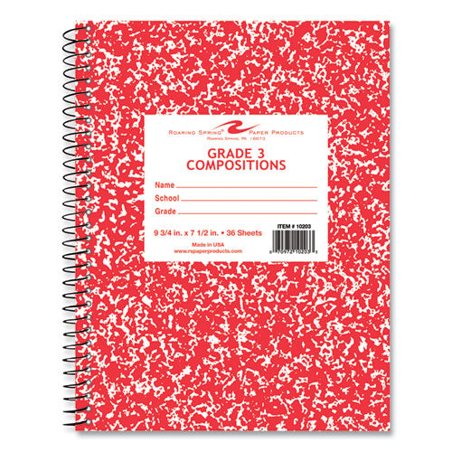 Roaring Spring Wirebound Composition Book 1 Sub Grade 1 Manuscript Format Red Cover (36) 9.75x7.5 Sheet 48/ct Ships In 4-6 Bus Days