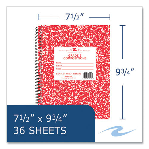 Roaring Spring Wirebound Composition Book 1 Sub Grade 1 Manuscript Format Red Cover (36) 9.75x7.5 Sheet 48/ct Ships In 4-6 Bus Days