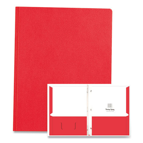 Roaring Spring Pocket Folder With 3 Fasteners 0.5" Capacity 11x8.5 Red 25/box 10 Boxes/Case