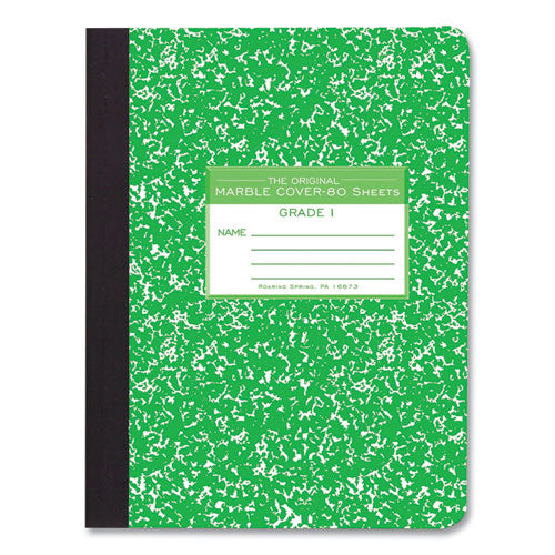 Roaring Spring Ruled Composition Book Grade 1 Manuscript Format Green Marble Cover (80) 9.75x7.5 Sheet 48/ct Ships In 4-6 Bus Days