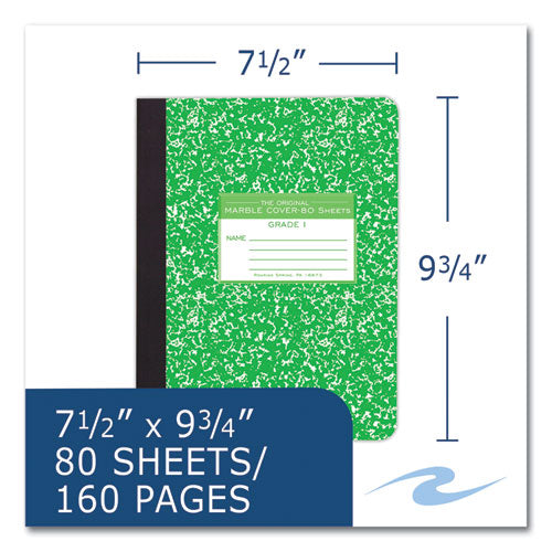Roaring Spring Ruled Composition Book Grade 1 Manuscript Format Green Marble Cover (80) 9.75x7.5 Sheet 48/ct Ships In 4-6 Bus Days